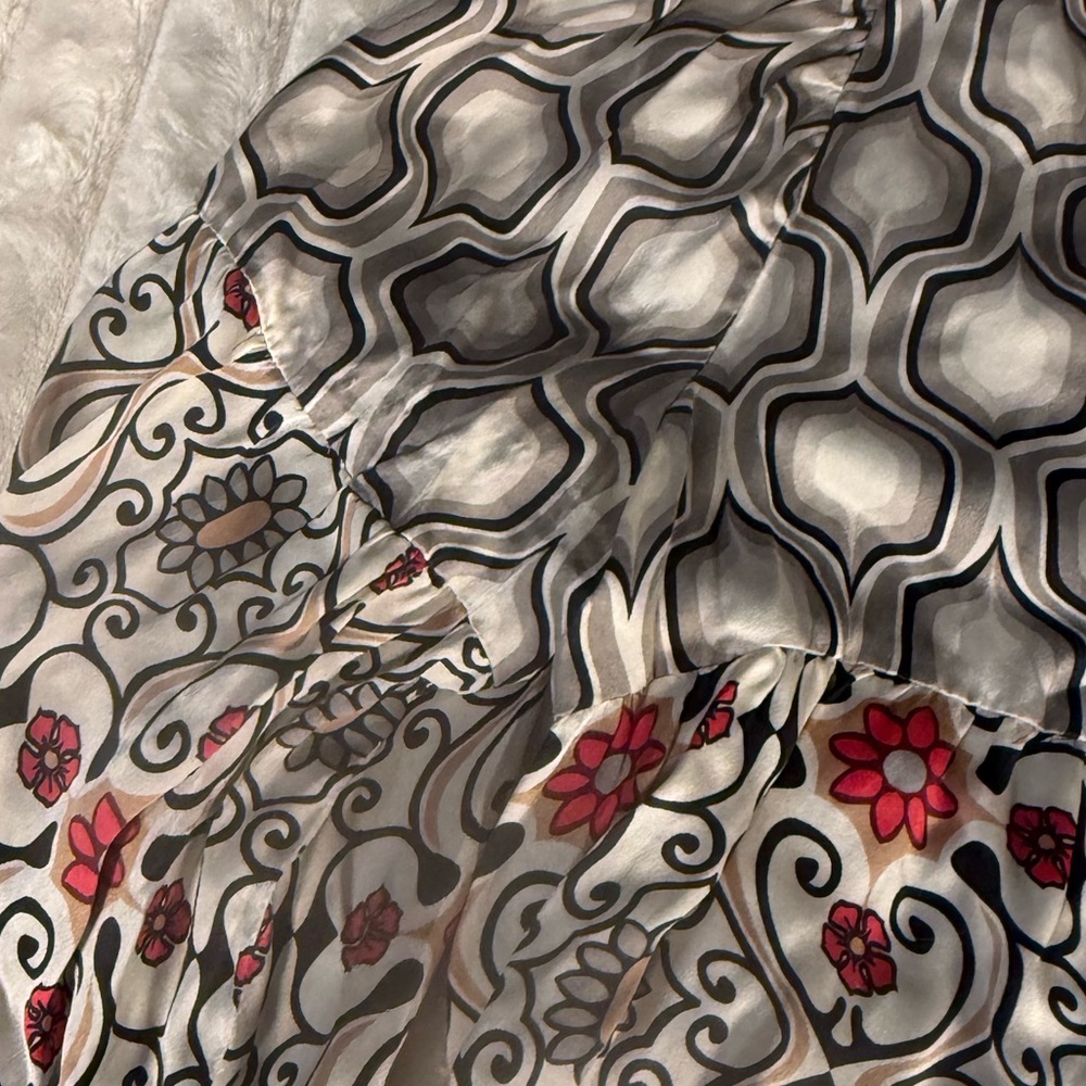 Odd Molly Unincorporated 100% Silk Boho Geometric Floral Tunic Top Size 3 L - Picture 4 of 12
